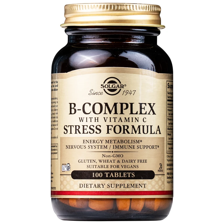 Viên uống hỗ trợ tăng cường hoạt động của não B-Complex with Vitamin C Stress Formula Solgar (100 viên)